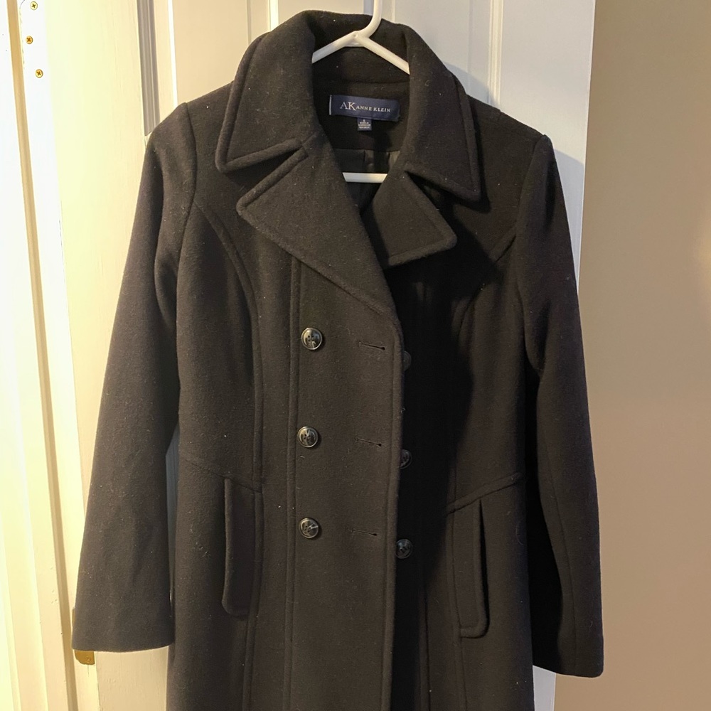 SOLD BLACK ANNE KLEIN WOOL PEACOAT SZ S